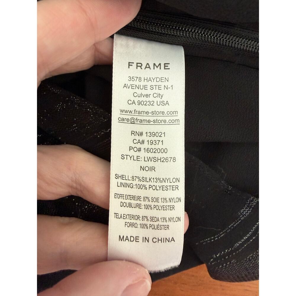 Frame Ruched Sleeve Keyhole Top Nior Black Size Small - Picture 8 of 8